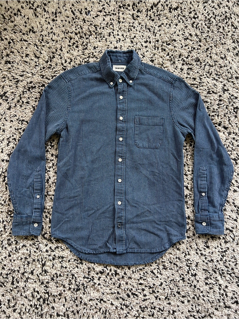 Taylor Stitch The Jack Organic Cotton Roped Indigo Button Down Shirt Men’s 36 XS